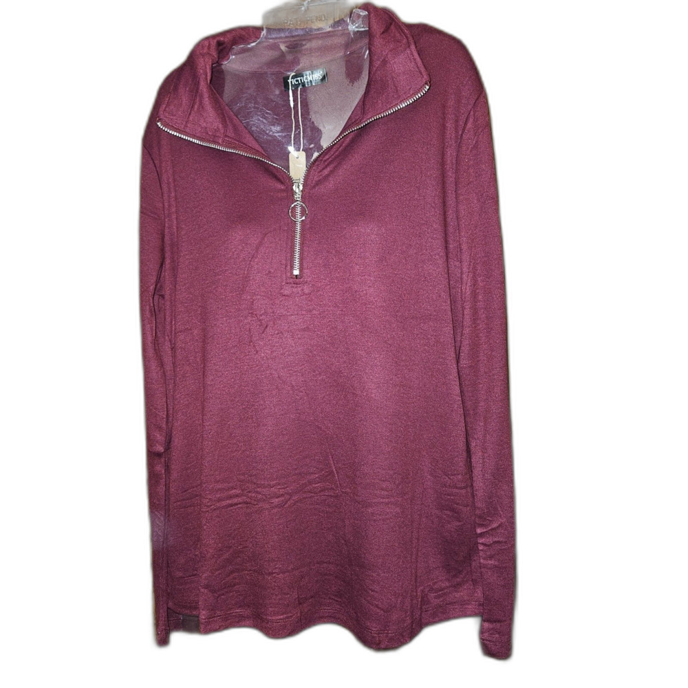 Ticticmiss Women’s‎ Medium Maroon Half Zip Pullover Sweatshirt Cozy Casual NWT